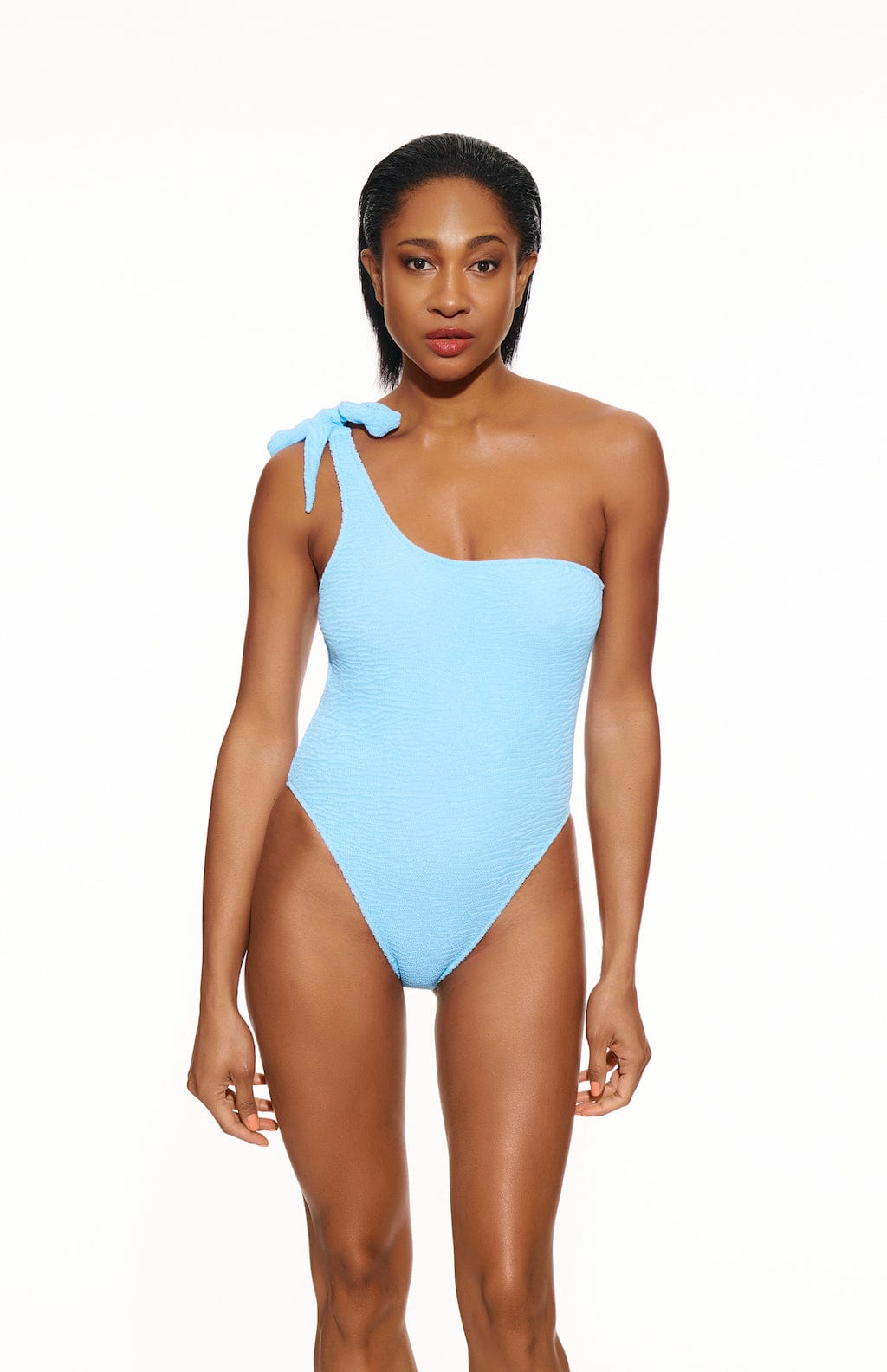 Tie shoulder cheap one piece swimsuit