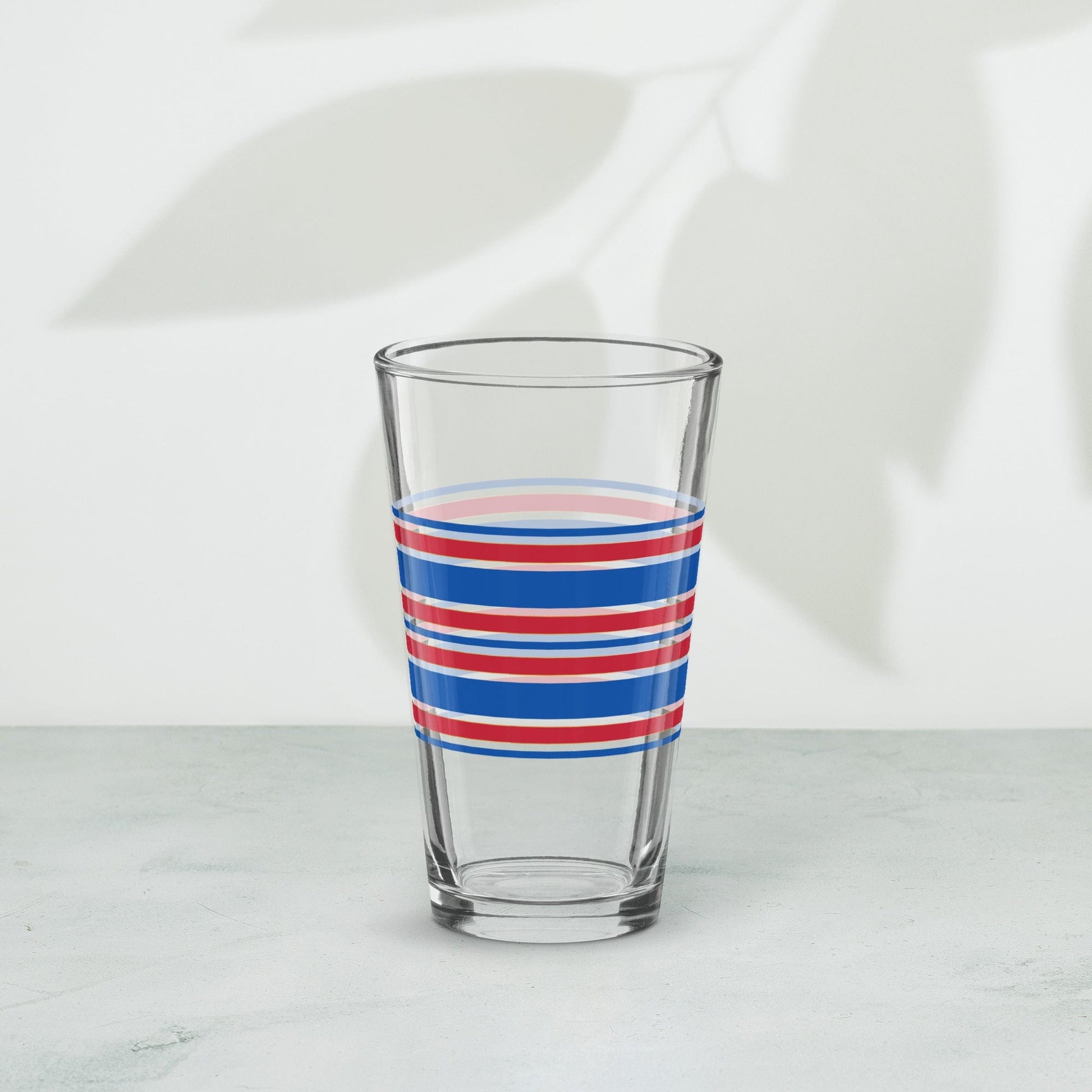 Vintage Red and Blue Mod Stripe Shaker 16 oz Pint Glass (473 ml) - Premium Pint Glasses - Shop now at San Rocco Italia