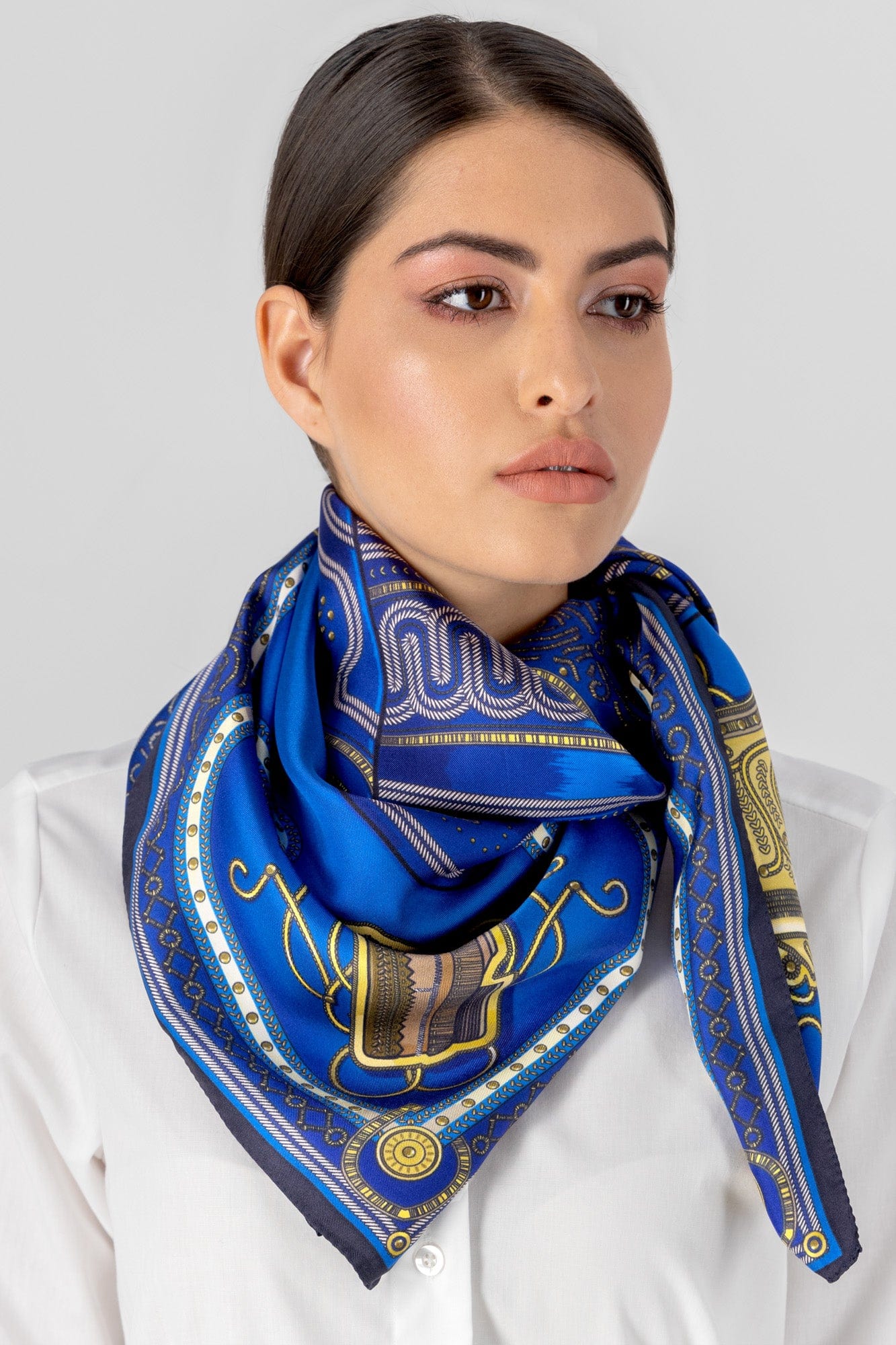 Evzonas - Blue - 100% Silk Scarf  Made in Italy - Premium Scarves & Bandanas - Shop now at San Rocco Italia
