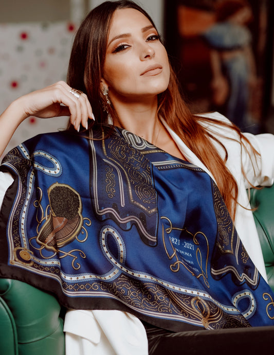 Scarves & Bandanas Evzonas - Blue - 100% Silk Scarf  Made in Italy San Rocco Italia