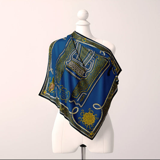 Scarves & Bandanas Evzonas - Blue - 100% Silk Scarf  Made in Italy San Rocco Italia