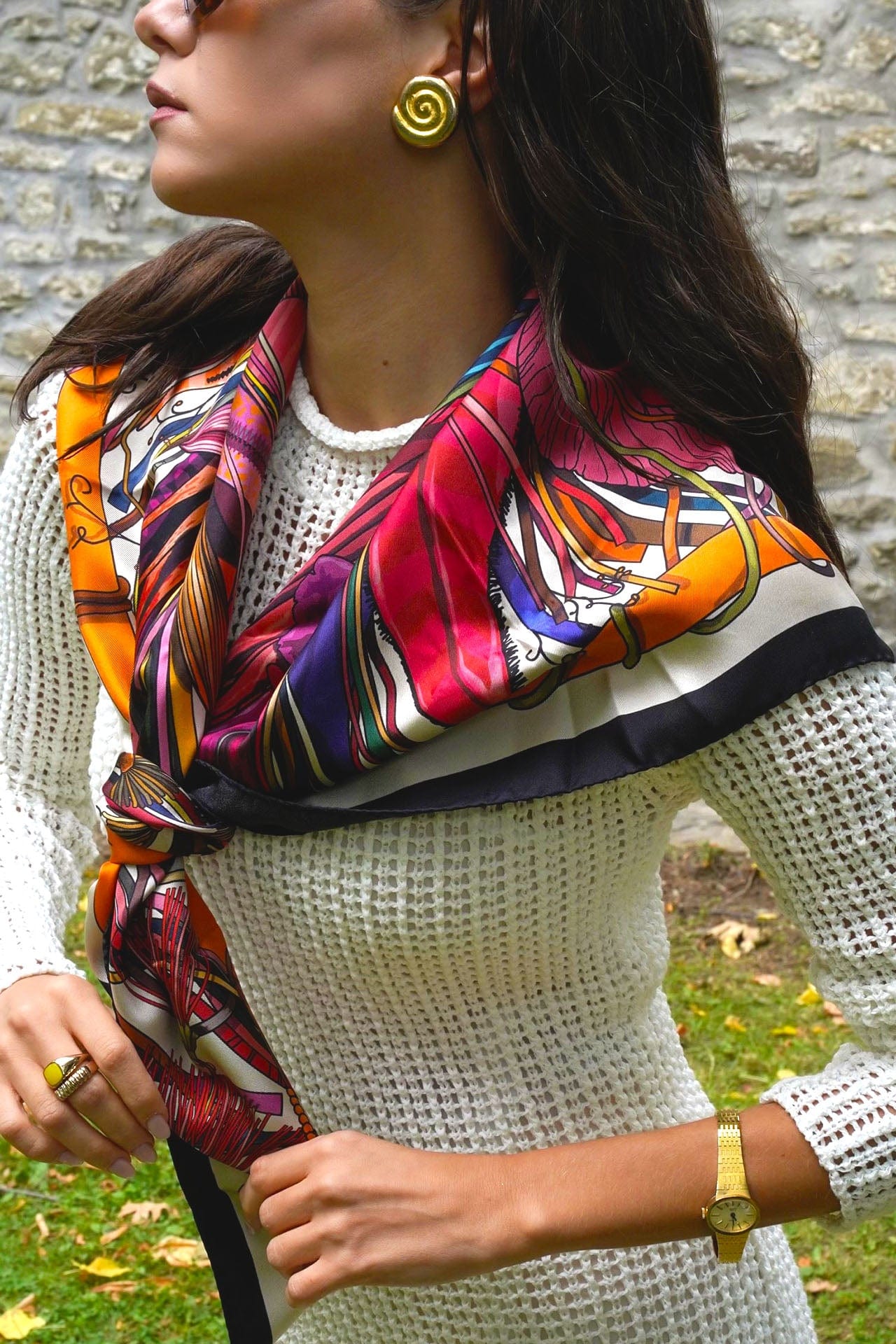 Luxury Orange Silk Scarves