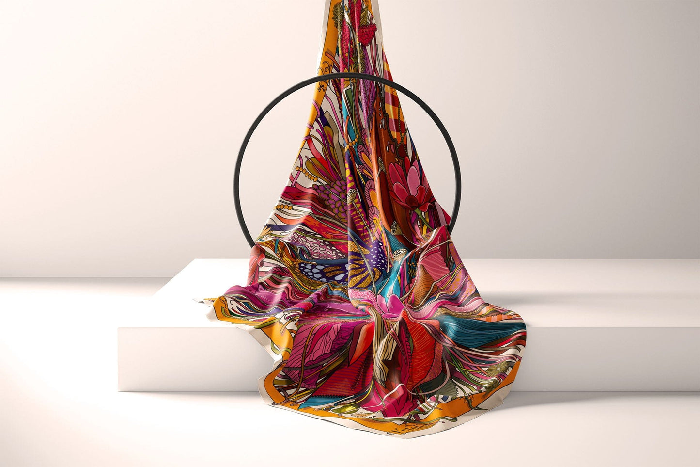 Medusa’s Flower Orange 100% Silk Scarf - Premium Scarves - Shop now at San Rocco Italia