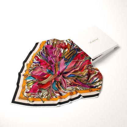 Medusa’s Flower Orange 100% Silk Scarf - Premium Scarves - Shop now at San Rocco Italia