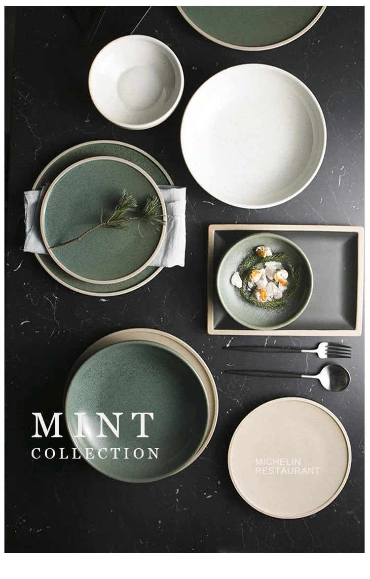 Serenity Mint Stoneware | Ceramic Dinner Plates and Bowl - Premium Dinnerware - Shop now at San Rocco Italia
