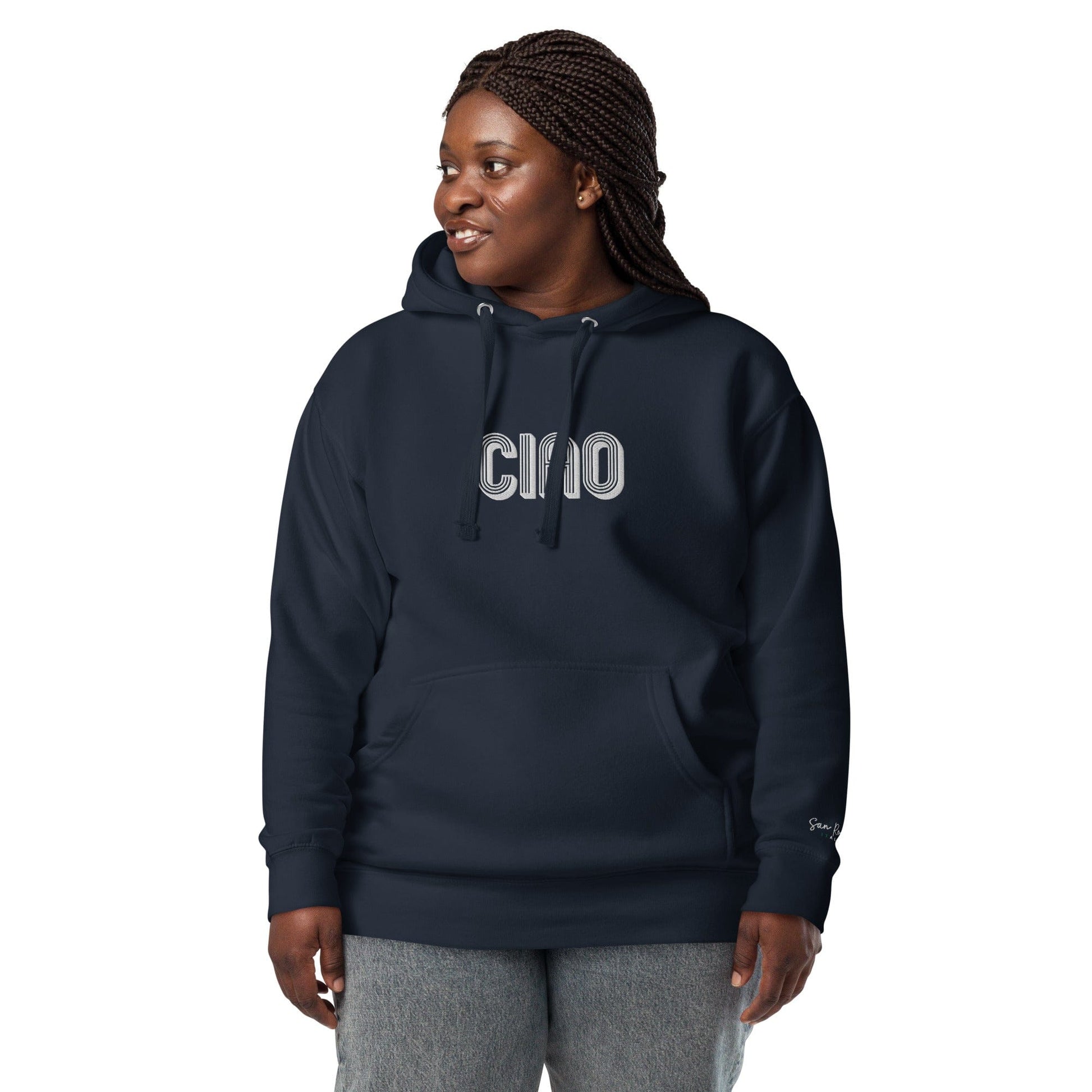 Unisex Embroidered Ciao Hoodie - Premium Sweatshirts & Hoodies - Shop now at San Rocco Italia