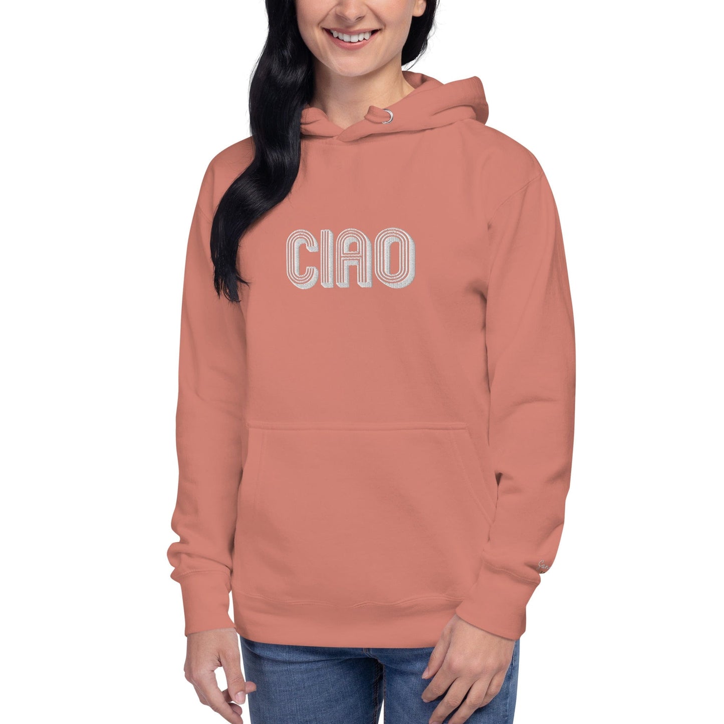 Unisex Embroidered Ciao Hoodie - Premium Sweatshirts & Hoodies - Shop now at San Rocco Italia