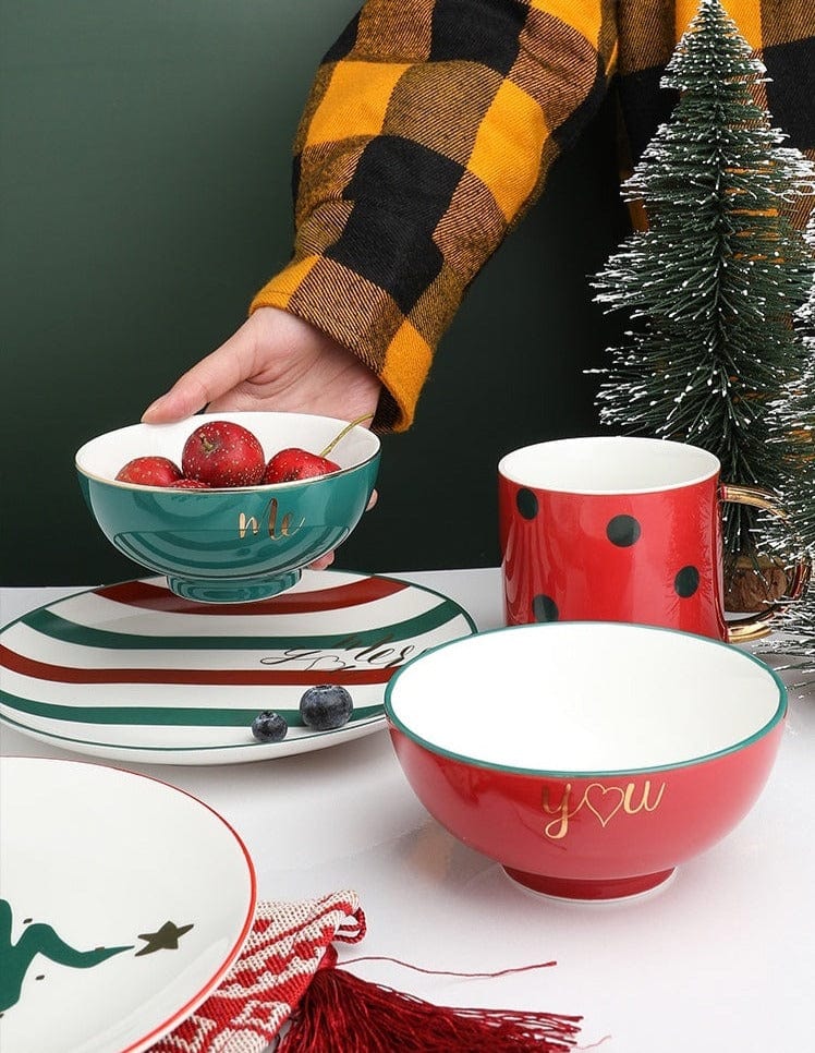 Christmas plates and bowls best sale