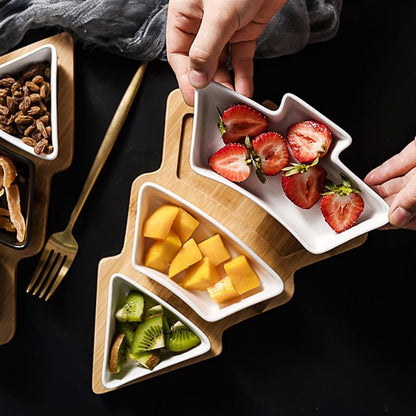 Christmas Tree Aperitivo/Snack Dishes With Bamboo Tray - Premium Tableware - Shop now at San Rocco Italia