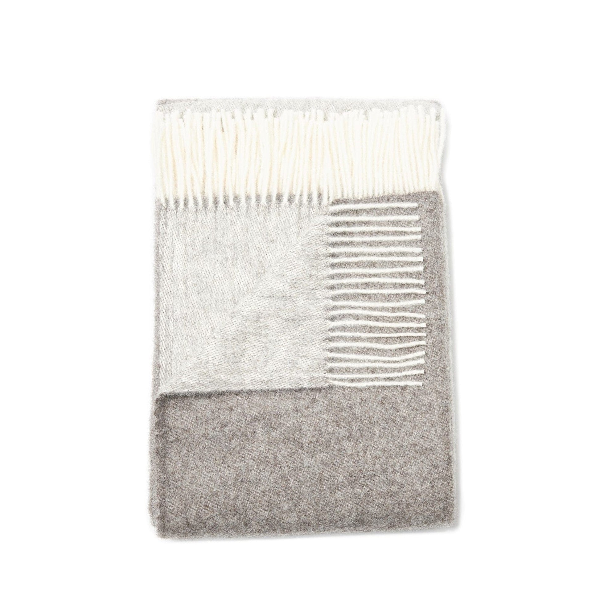Scandinavian natural wool throw blanket | grey and light grey - Textiles & Pillows - San Rocco Italia