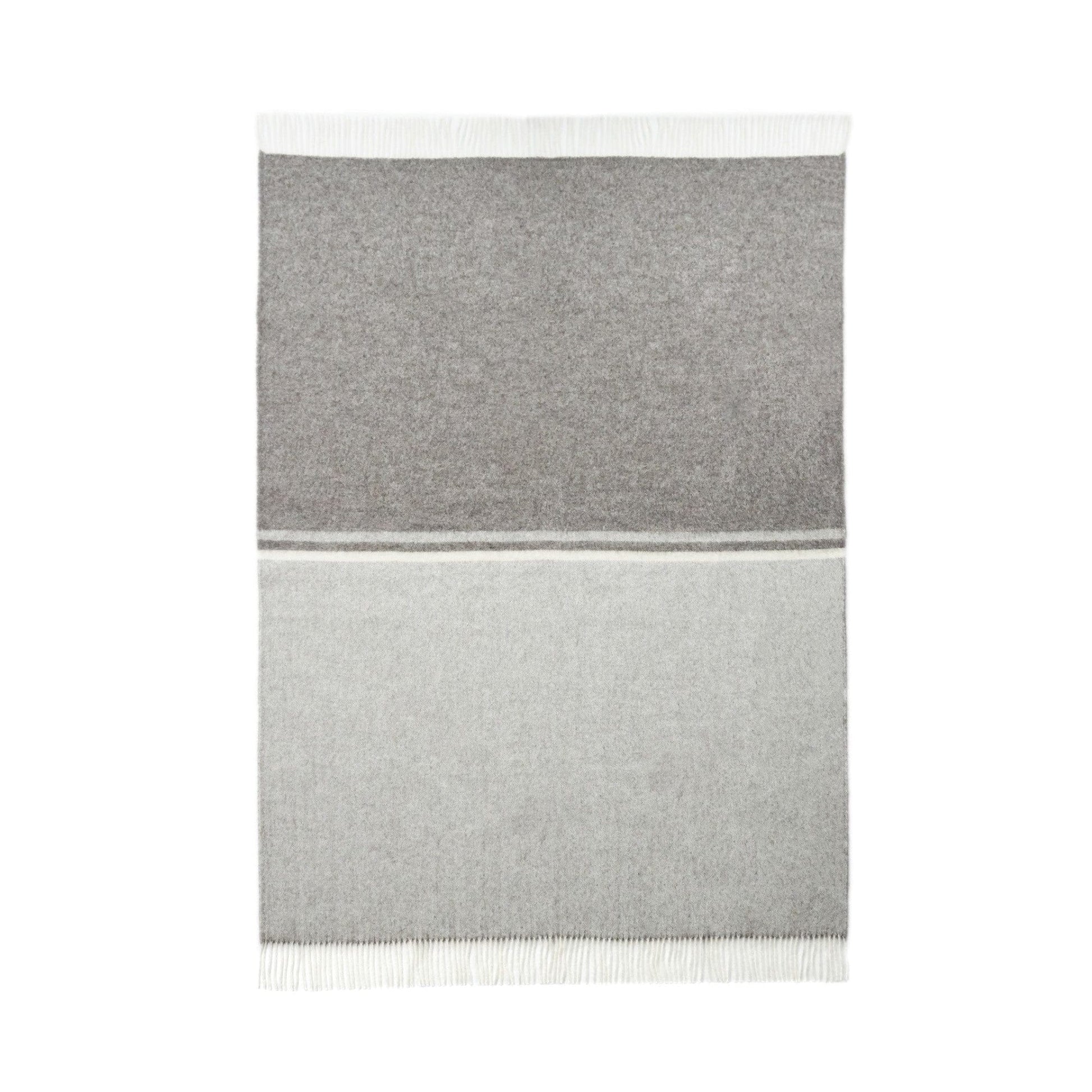 Scandinavian natural wool throw blanket | grey and light grey - Textiles & Pillows - San Rocco Italia