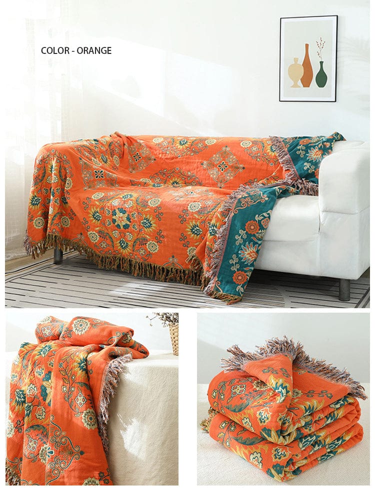 Reversible Bohemia Throw Blanket | 100% Cotton - Premium Throw Blankets - Shop now at San Rocco Italia