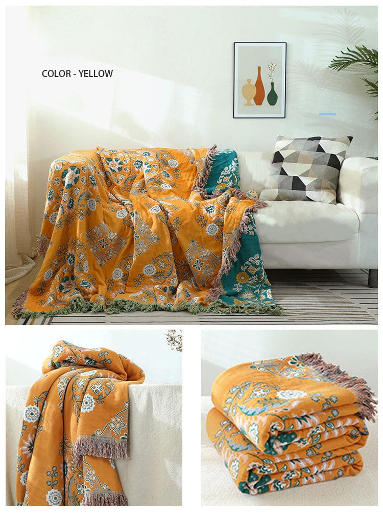 Reversible Bohemia Throw Blanket | 100% Cotton - Premium Throw Blankets - Shop now at San Rocco Italia