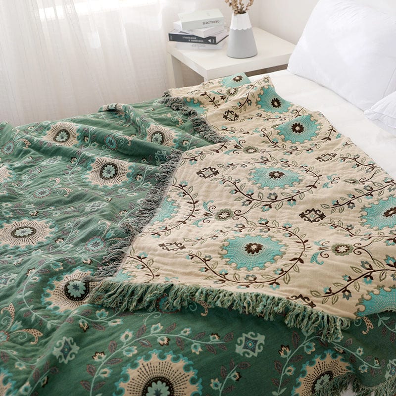 Reversible Bohemia Throw Blanket | 100% Cotton - Premium Throw Blankets - Shop now at San Rocco Italia