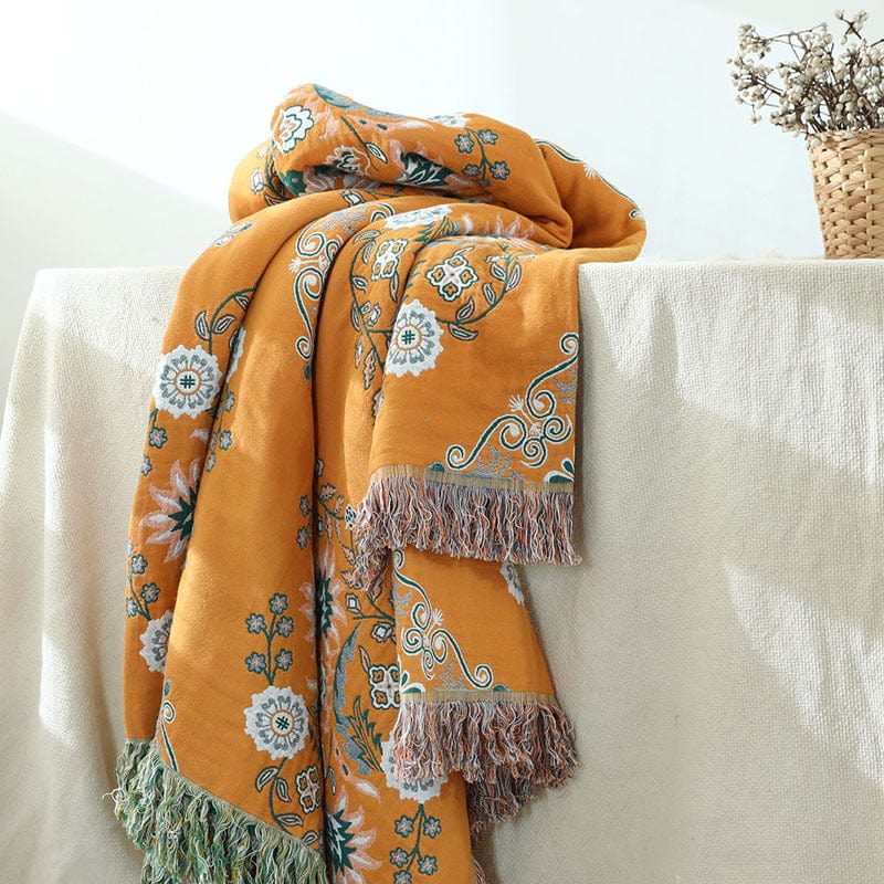 Reversible Bohemia Throw Blanket | 100% Cotton - Premium Throw Blankets - Shop now at San Rocco Italia