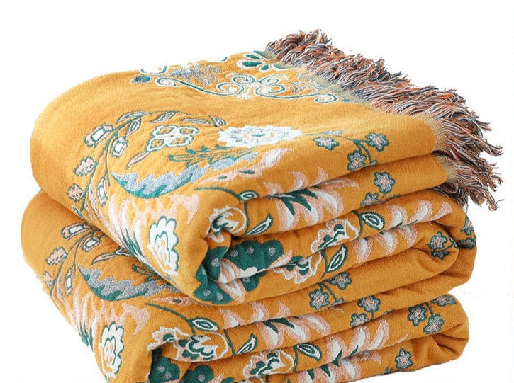 Reversible Bohemia Throw Blanket | 100% Cotton - Premium Throw Blankets - Shop now at San Rocco Italia