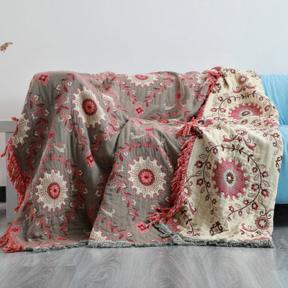 Reversible Bohemia Throw Blanket | 100% Cotton - Premium Throw Blankets - Shop now at San Rocco Italia