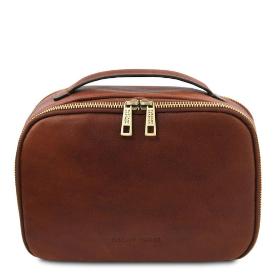 Travel leather accessories Brown Marvin - Leather toiletry bag | TL142326 San Rocco Italia