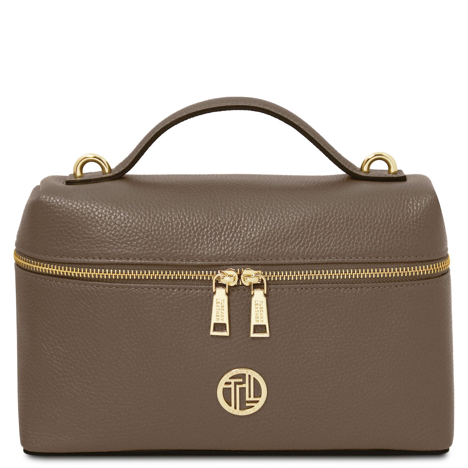 Leather handbags Dark Taupe Scrigno - Soft leather vanity handbag | TL142484 San Rocco Italia