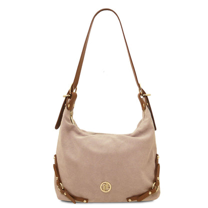 Leather handbags Beige Sierra - Suede Hobo Bag | TL142419 San Rocco Italia