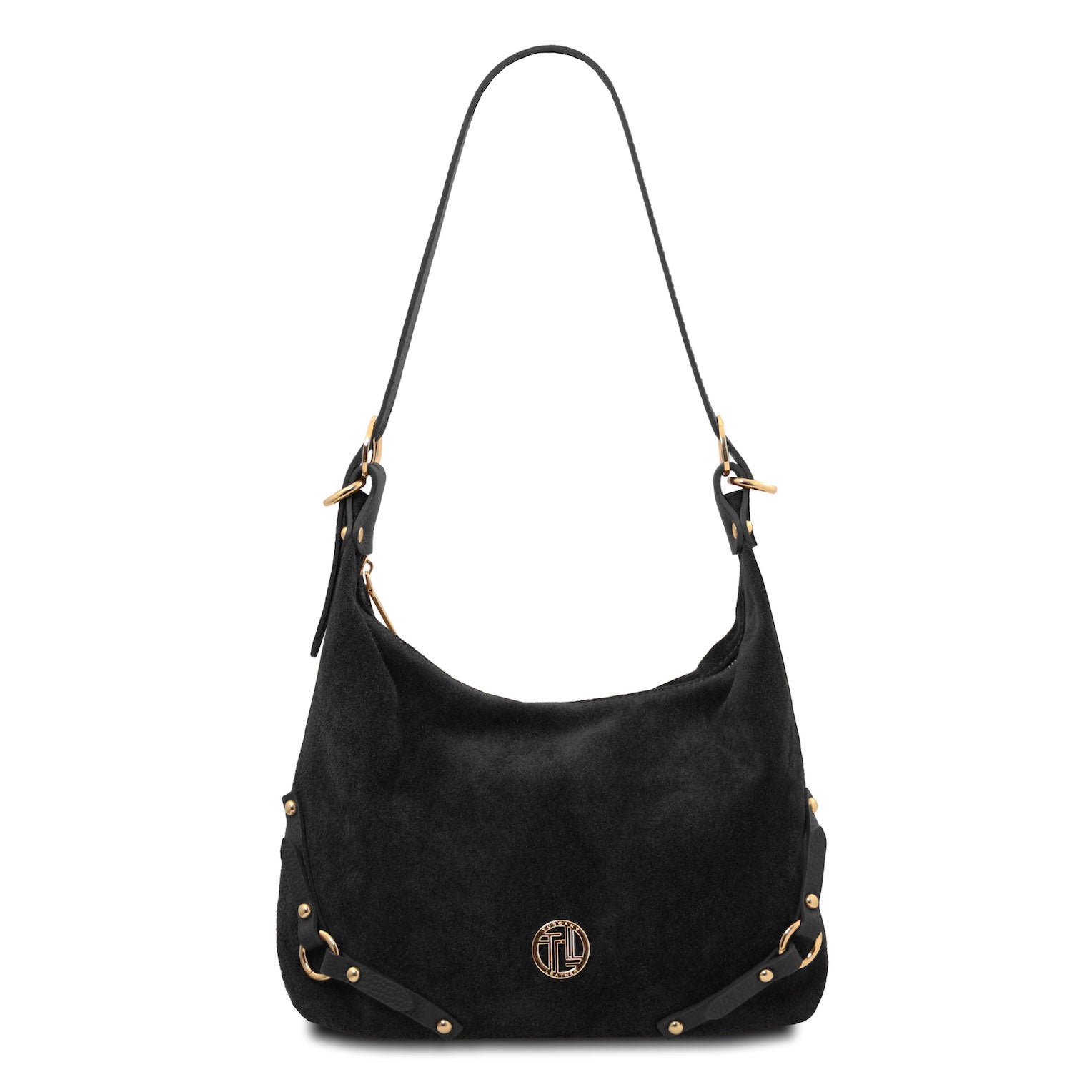 Leather handbags Black Sierra - Suede Hobo Bag | TL142419 San Rocco Italia