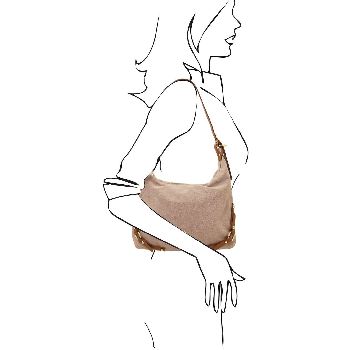 Leather handbags Sierra - Suede Hobo Bag | TL142419 San Rocco Italia