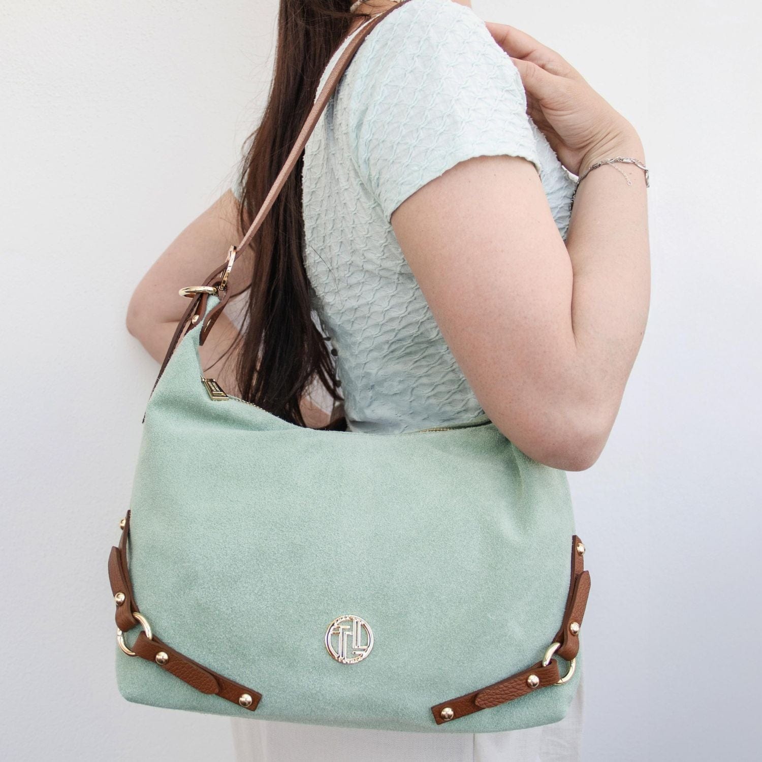Leather handbags Sierra - Suede Hobo Bag | TL142419 San Rocco Italia