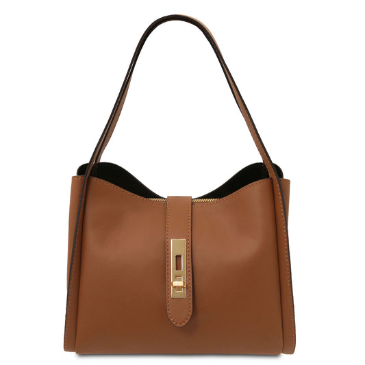Leather handbags Cognac Soave - Soft leather handbag | TL142489 San Rocco Italia
