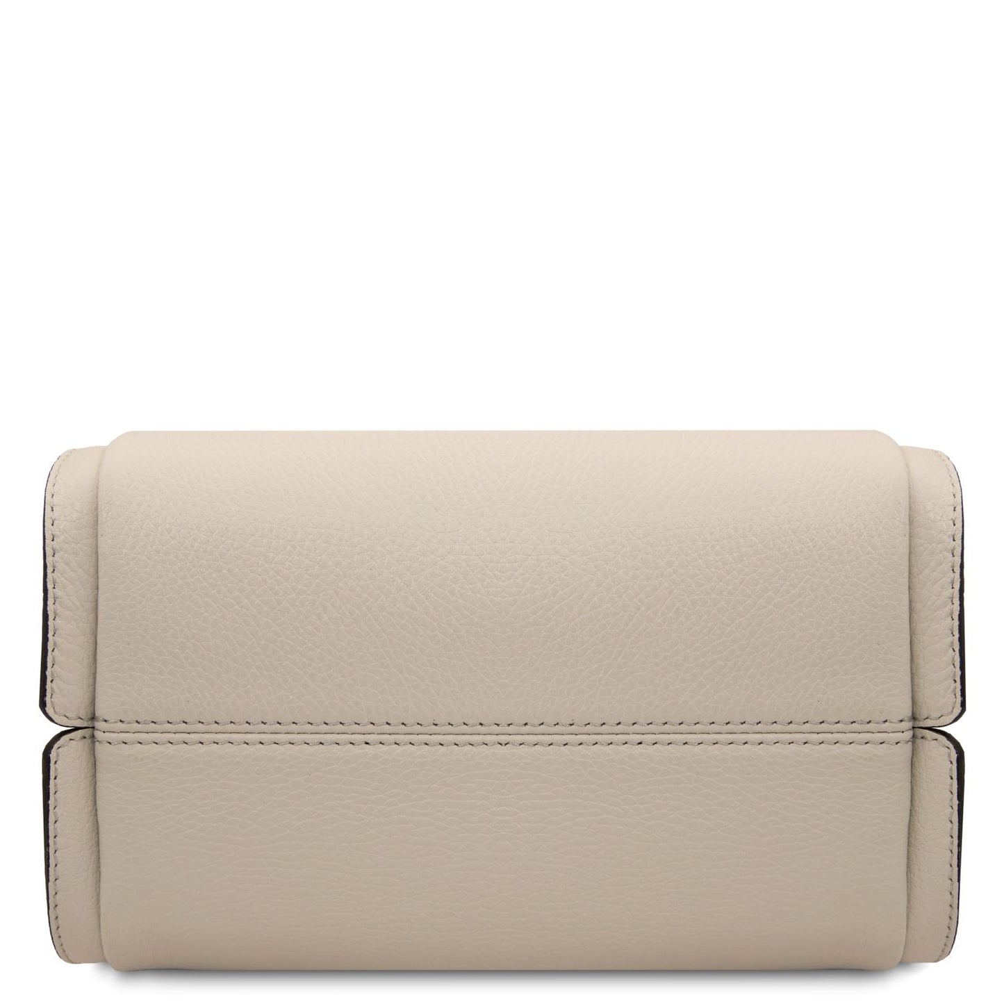 Beige soft leather handbag bottom panel with visible stitching.