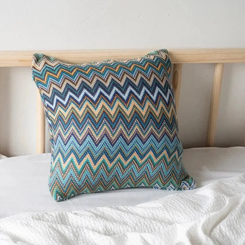 Soft Zig Zag Knitted Throw Pillow Covers - Premium  - Shop now at San Rocco Italia
