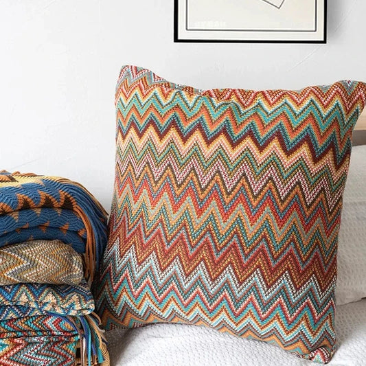 Soft Zig Zag Knitted Throw Pillow Covers - Premium  - Shop now at San Rocco Italia