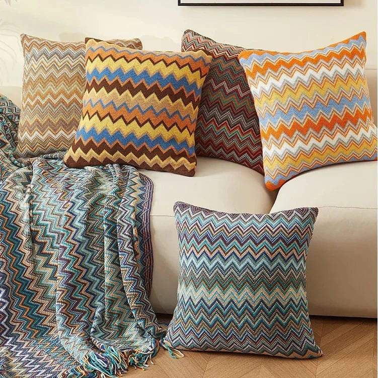 Soft Zig Zag Knitted Throw Pillow Covers - Premium  - Shop now at San Rocco Italia