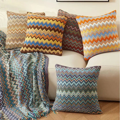 Soft Zig Zag Knitted Throw Pillow Covers - Premium  - Shop now at San Rocco Italia