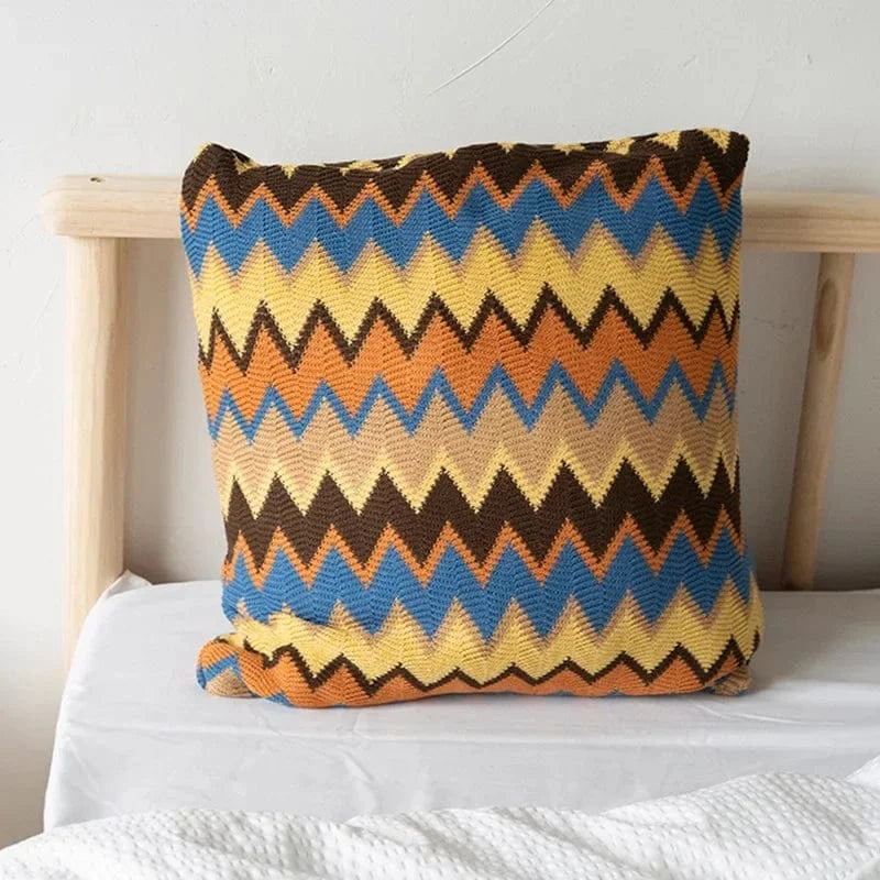 Soft Zig Zag Knitted Throw Pillow Covers - Premium  - Shop now at San Rocco Italia