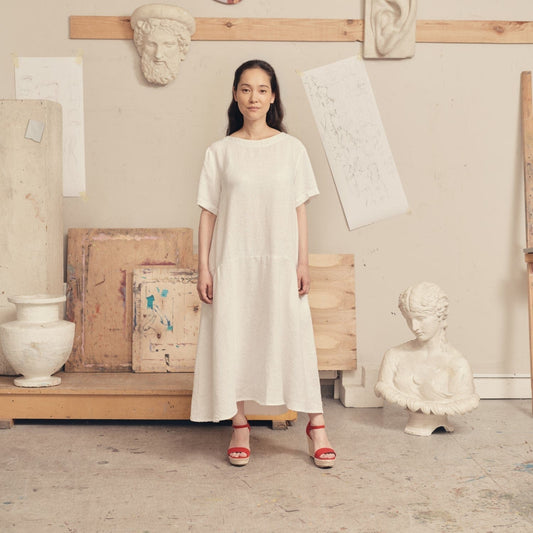 Dresses Speedwell Linen Midi Dress - Optical White San Rocco Italia