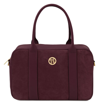 Leather handbags Bordeaux Stephany - Suede & pebbled leather handbag | TL142511 San Rocco Italia
