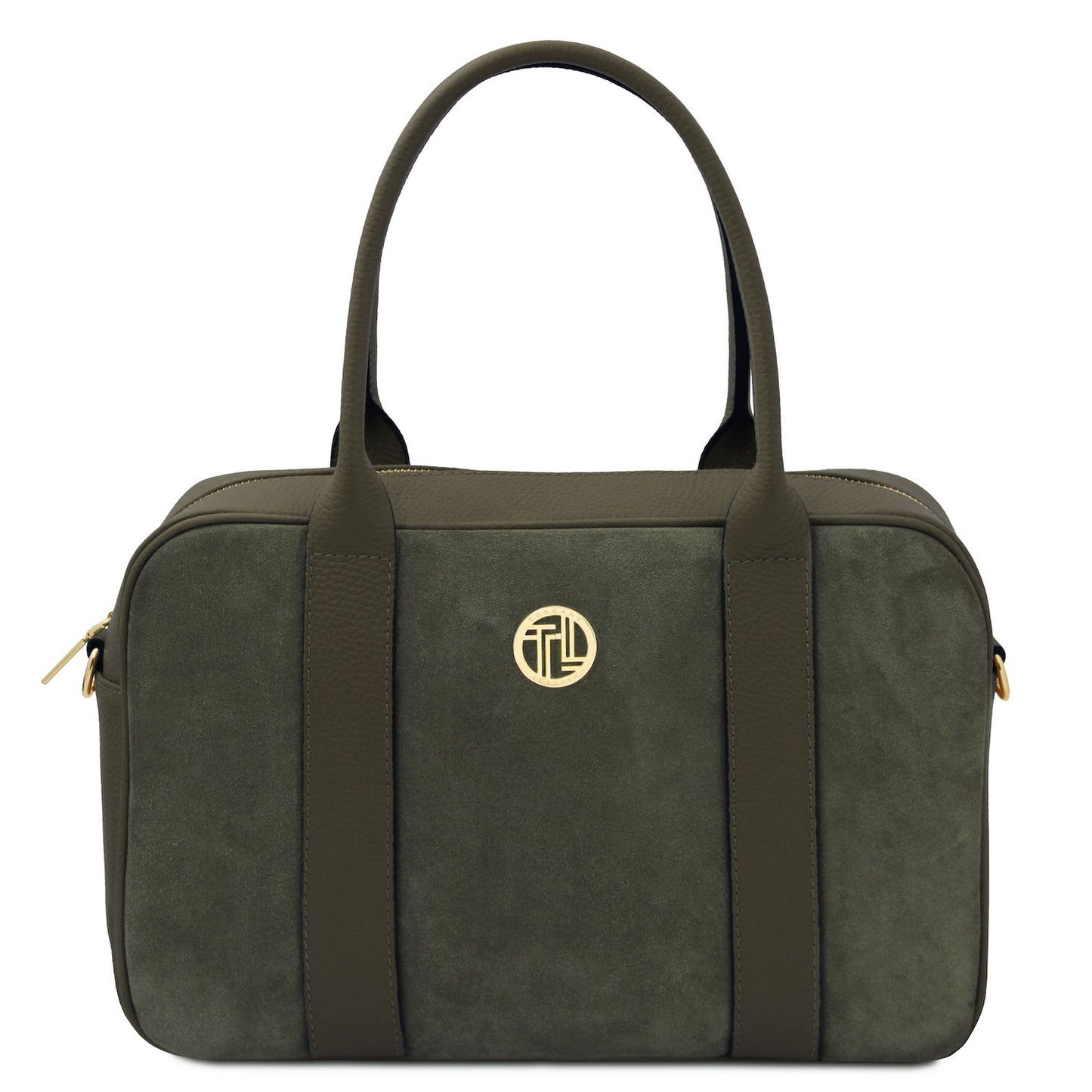 Leather handbags Forest Green Stephany - Suede & pebbled leather handbag | TL142511 San Rocco Italia