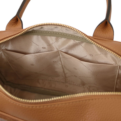 Leather handbags Stephany - Suede & pebbled leather handbag | TL142511 San Rocco Italia