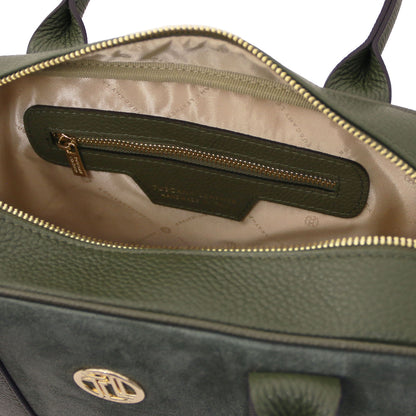 Leather handbags Stephany - Suede & pebbled leather handbag | TL142511 San Rocco Italia