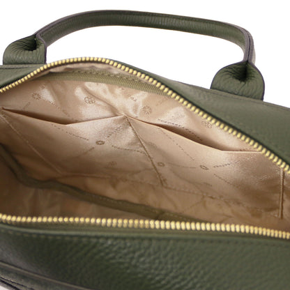 Leather handbags Stephany - Suede & pebbled leather handbag | TL142511 San Rocco Italia