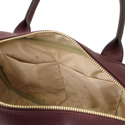 Leather handbags Stephany - Suede & pebbled leather handbag | TL142511 San Rocco Italia