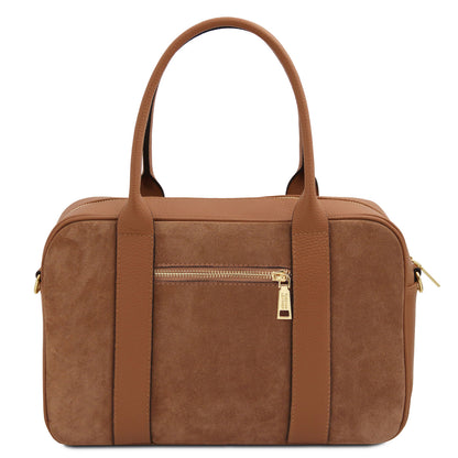 Leather handbags Stephany - Suede & pebbled leather handbag | TL142511 San Rocco Italia