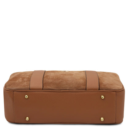 Leather handbags Stephany - Suede & pebbled leather handbag | TL142511 San Rocco Italia