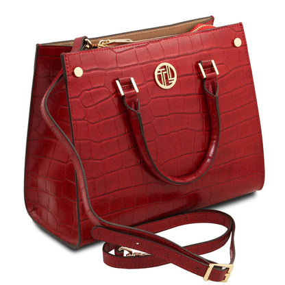 Croque - Croc print leather tote handbag | TL142504
