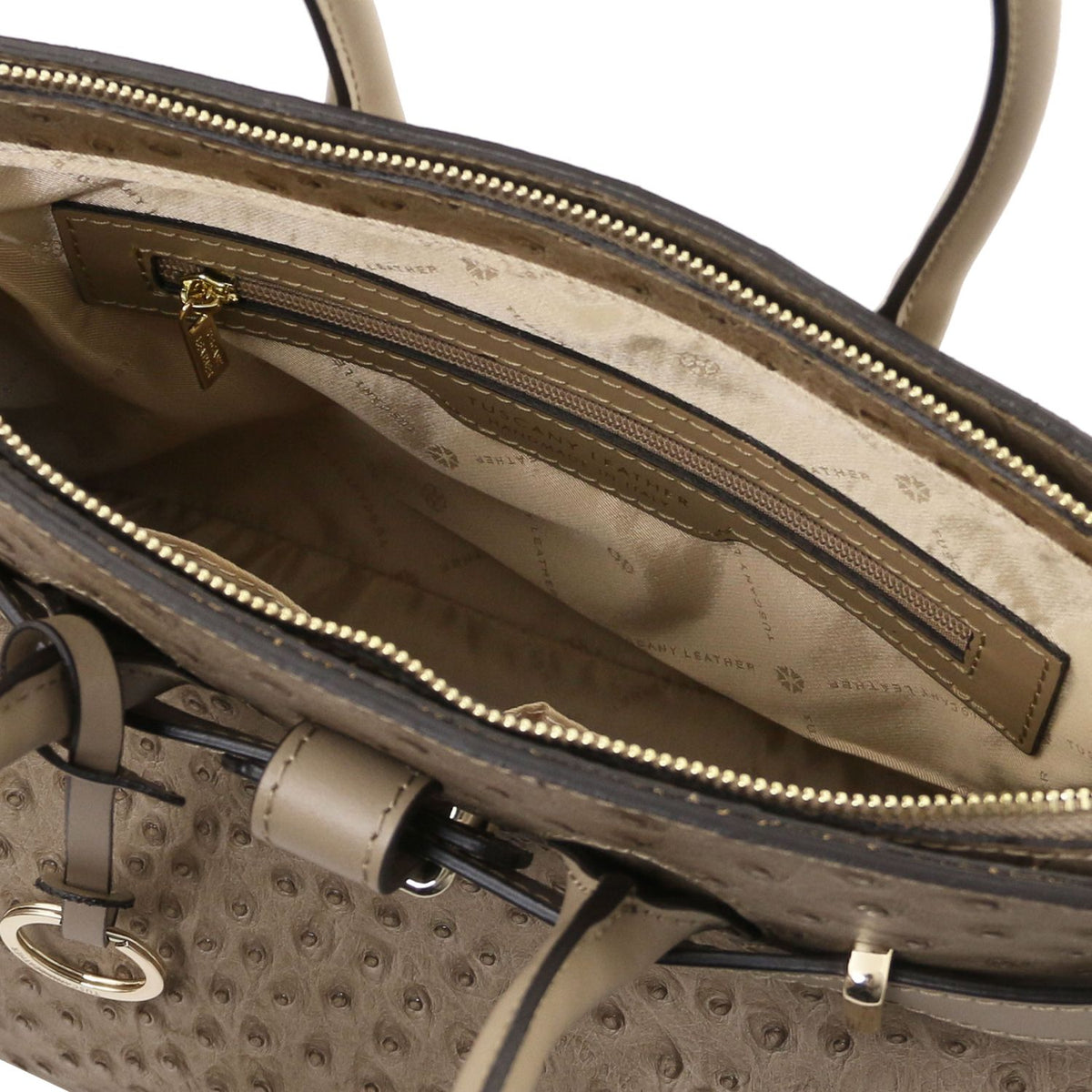 TL Bag - Handbag in ostrich-print leather