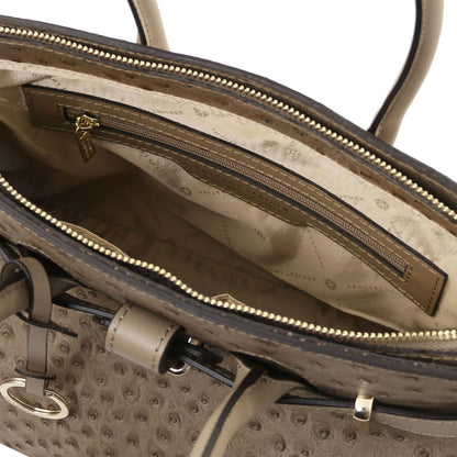 TL Bag - Handbag in ostrich-print leather