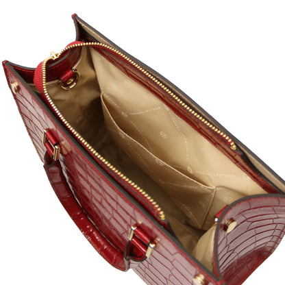 Croque - Croc print leather tote handbag | TL142504