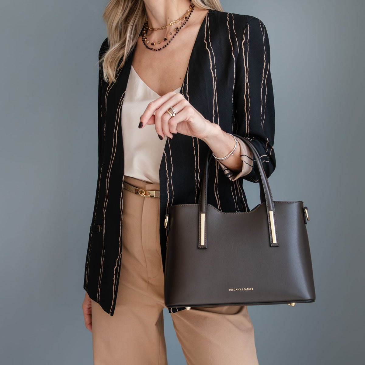 Olimpia - Italian leather tote - Small size