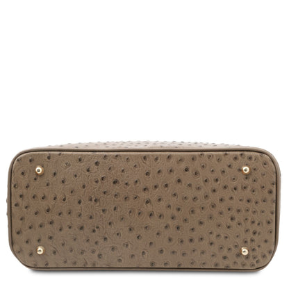 TL Bag - Handbag in ostrich-print leather