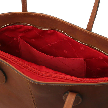 Essenza - Long handle leather tote bag | TL142612